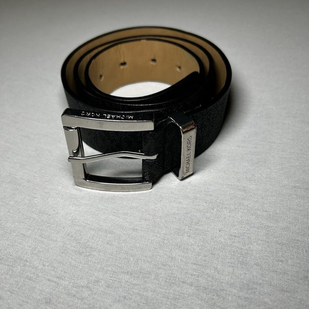 MICHAEL Michael Kors Women’s Black Signature Logo Synthetic Leather Belt, Size S